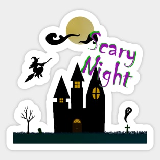 Scary Night Castle Sticker